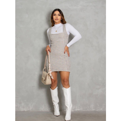 Vestido tweed alça branco 