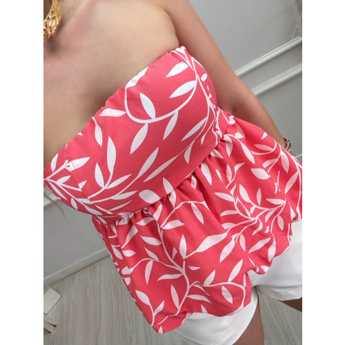 Blusa tomara que caia balone floral 